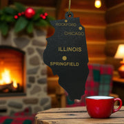 Ornament - CUSTOM - Illinois State with Cities