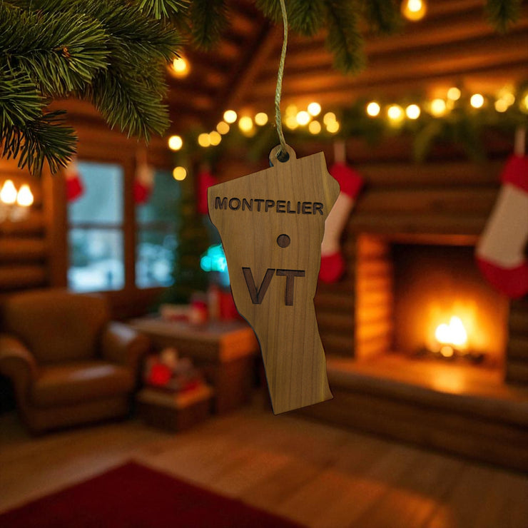 Ornament - CUSTOM - Vermont State with Cities
