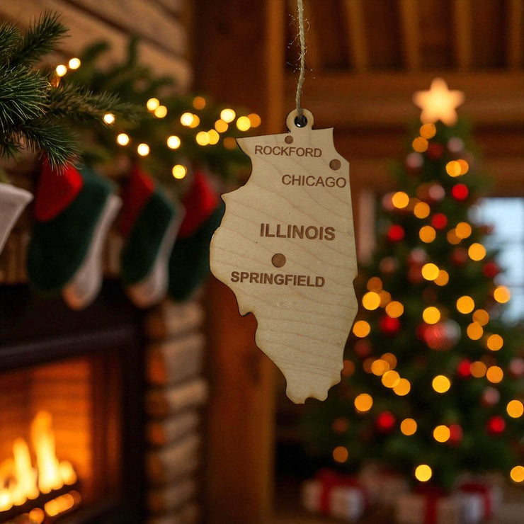 Ornament - CUSTOM - Illinois State with Cities