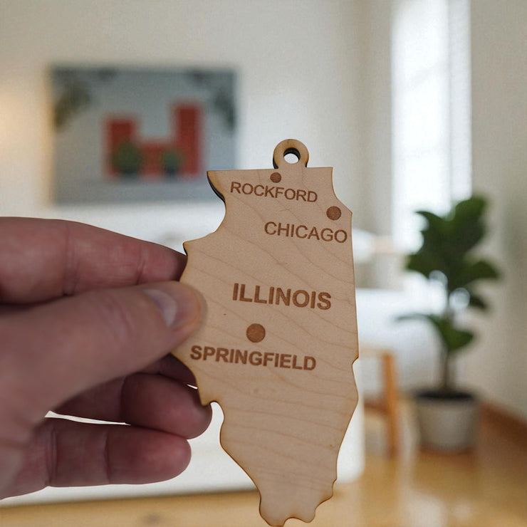Ornament - CUSTOM - Illinois State with Cities