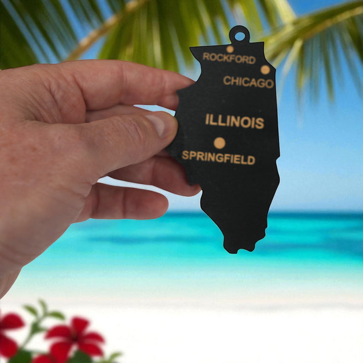 Ornament - CUSTOM - Illinois State with Cities