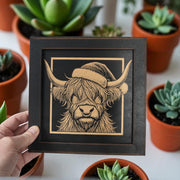 Framed Art - CUSTOM - Highland Cow with Santa hat