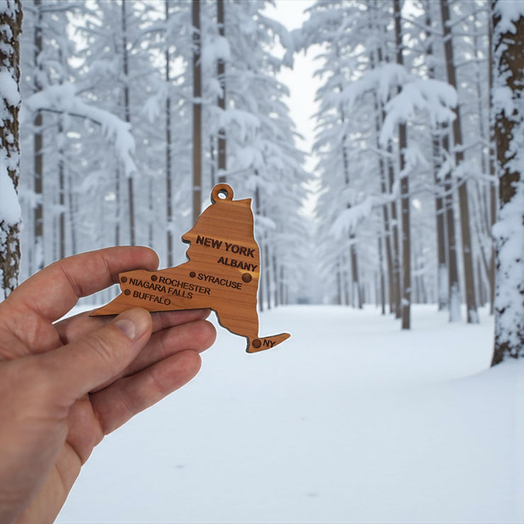 Ornament - CUSTOM - New York State with Cities