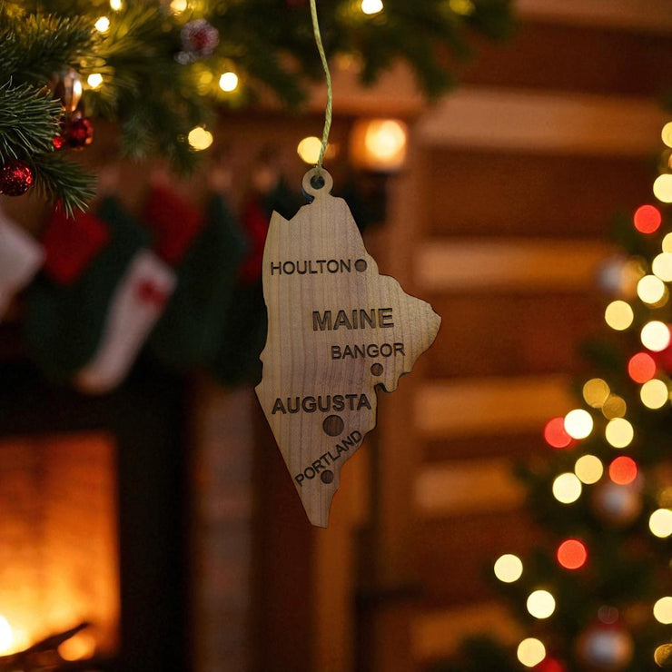 Ornament - CUSTOM - Maine State with Cities