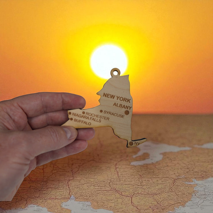 Ornament - CUSTOM - New York State with Cities
