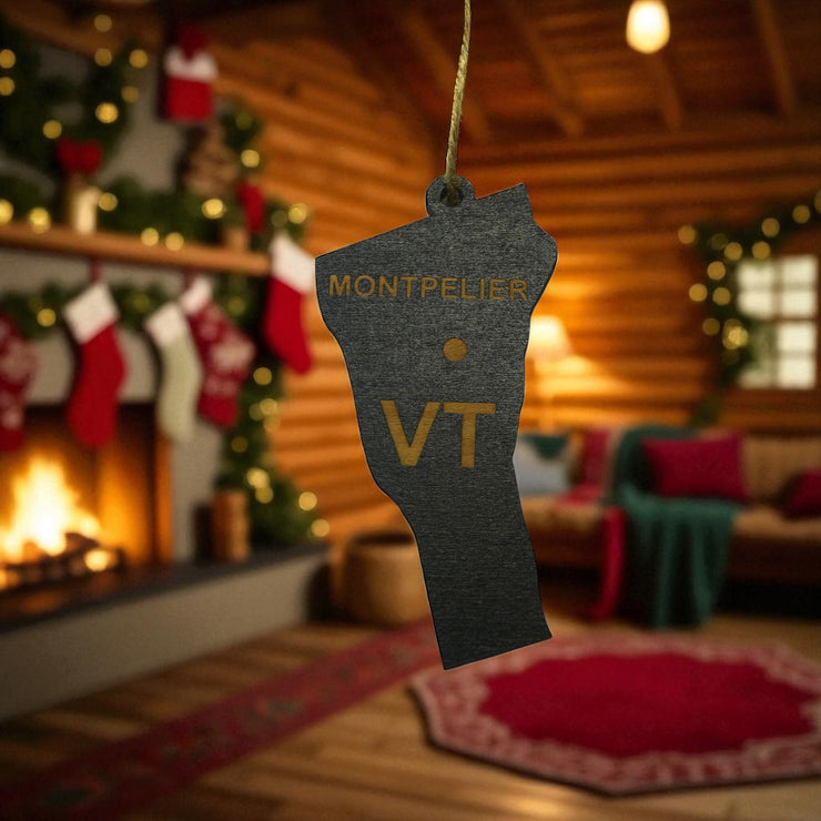 Ornament - CUSTOM - Vermont State with Cities