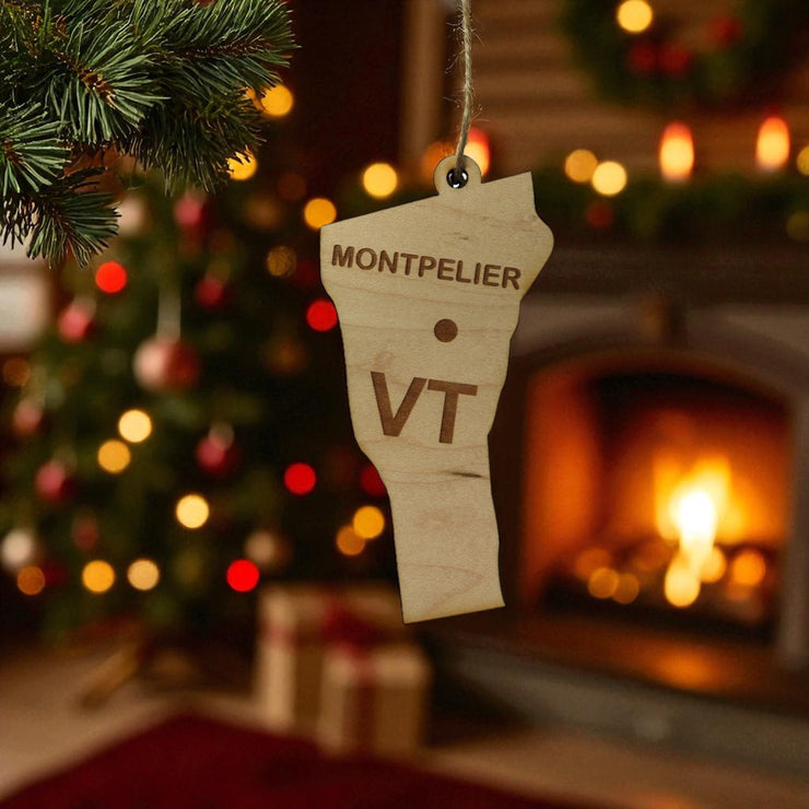 Ornament - CUSTOM - Vermont State with Cities