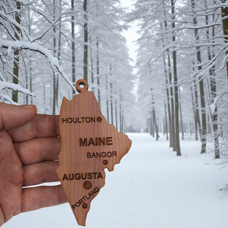 Ornament - CUSTOM - Maine State with Cities