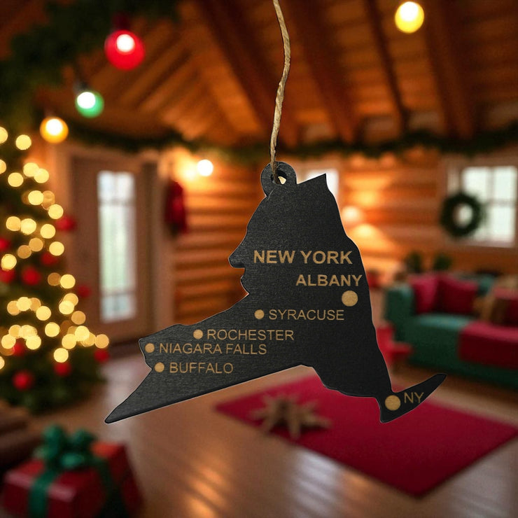 Ornament - CUSTOM - New York State with Cities