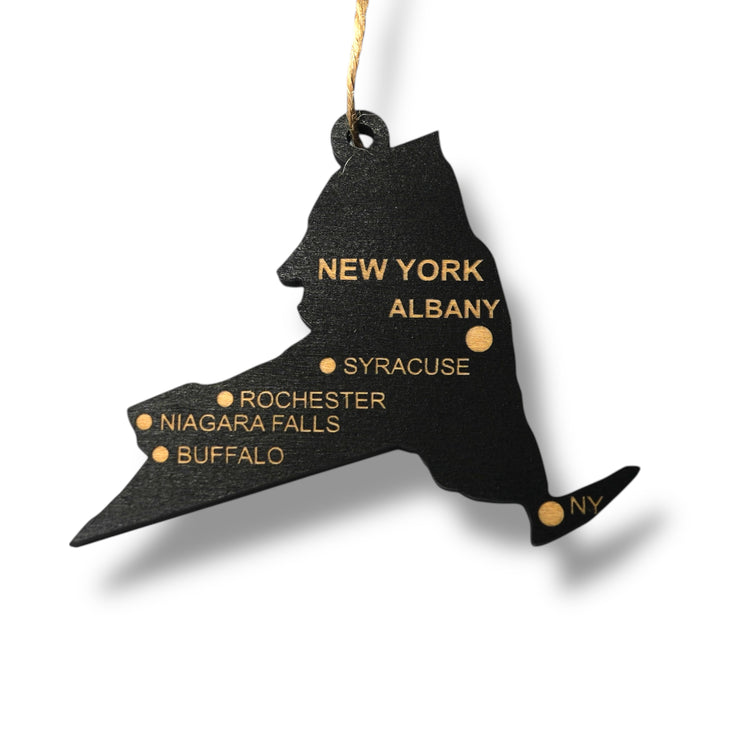 Ornament - CUSTOM - New York State with Cities