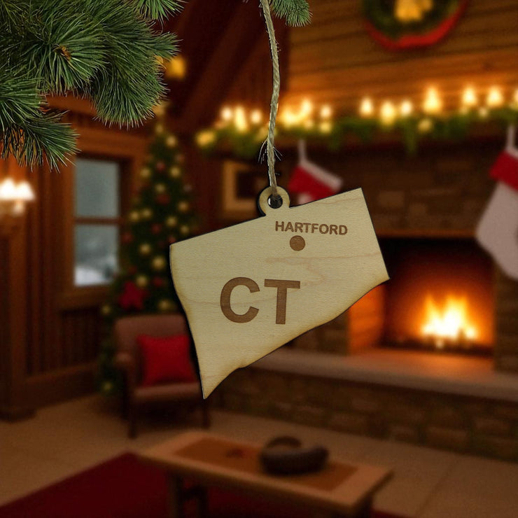 Ornament - CUSTOM - Connecticut State with Cities