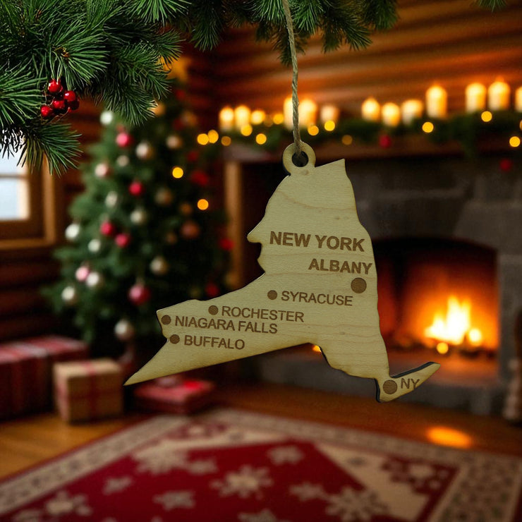 Ornament - CUSTOM - New York State with Cities