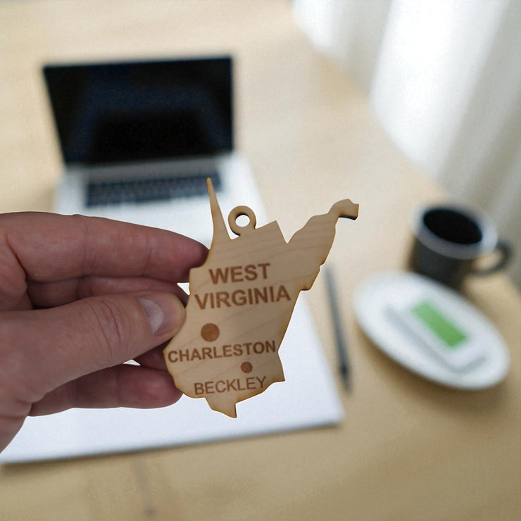 Ornament - CUSTOM - West Virginia State with Cities