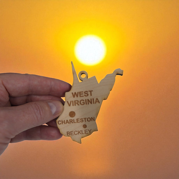 Ornament - CUSTOM - West Virginia State with Cities