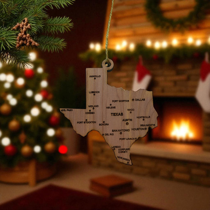 Ornament - CUSTOM - Texas State with Cities