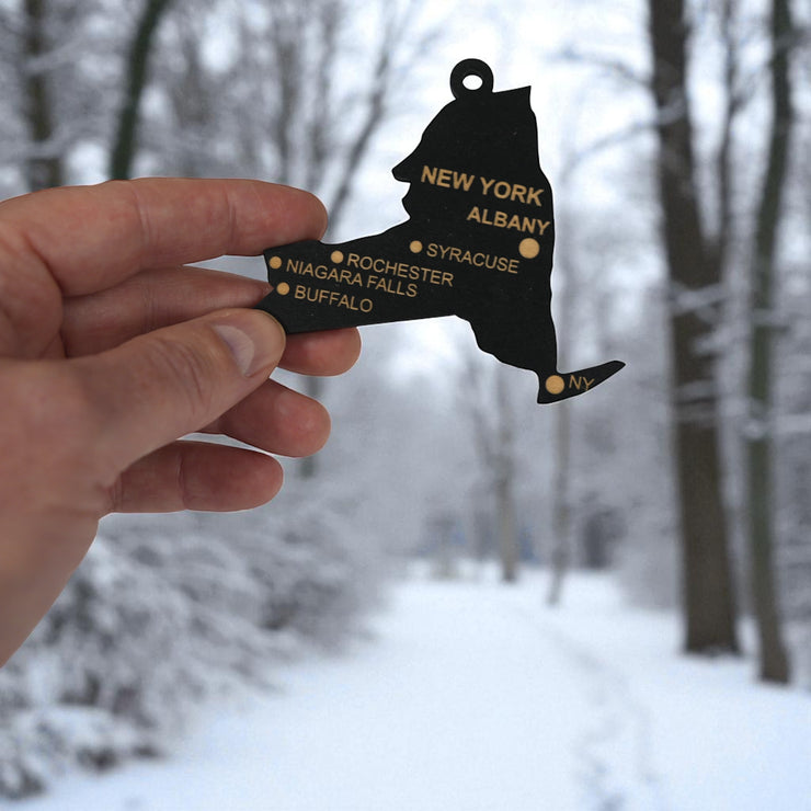 Ornament - CUSTOM - New York State with Cities