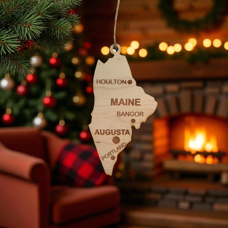 Ornament - CUSTOM - Maine State with Cities