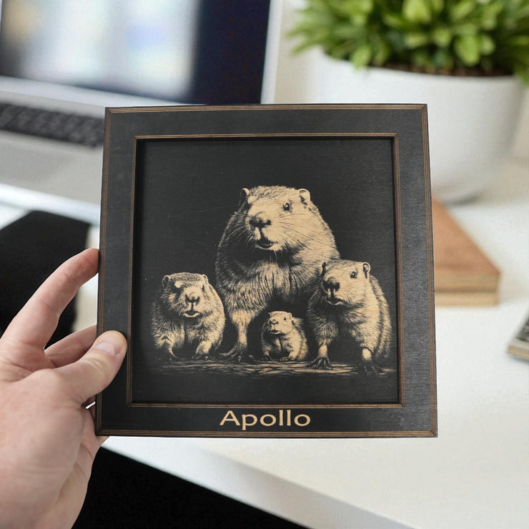 Framed Art - PERSONALIZED - CUSTOM - Beaver Family