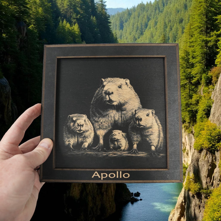 Framed Art - PERSONALIZED - CUSTOM - Beaver Family