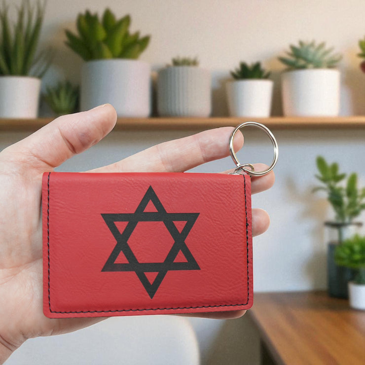 Keychain ID Holder Wallet - Star of David - Leather