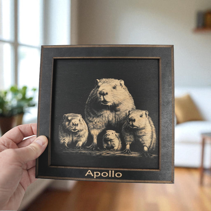 Framed Art - PERSONALIZED - CUSTOM - Beaver Family