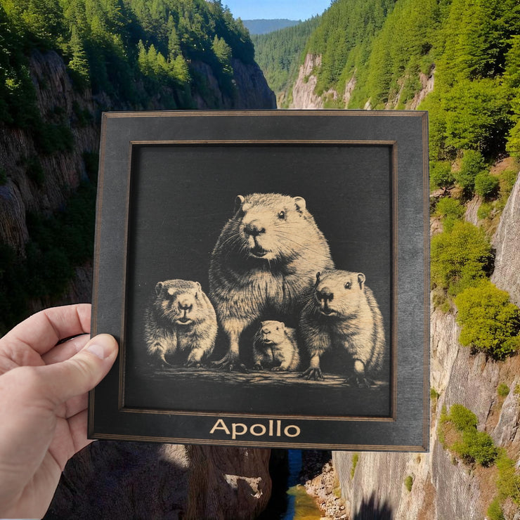 Framed Art - PERSONALIZED - CUSTOM - Beaver Family