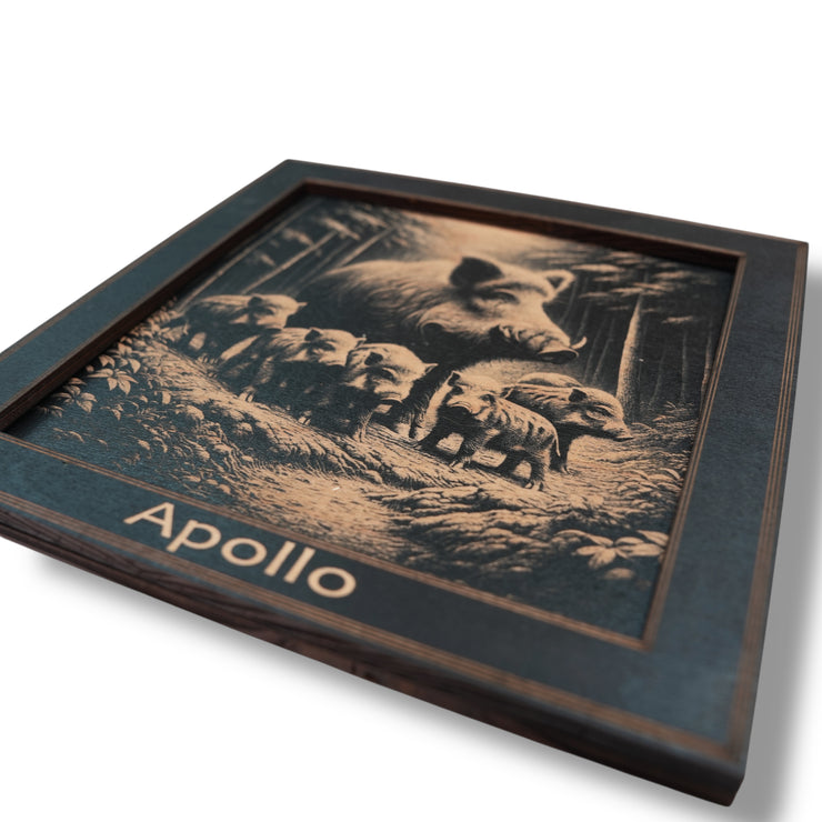 Framed Art - PERSONALIZED - CUSTOM - Wild Boar Family