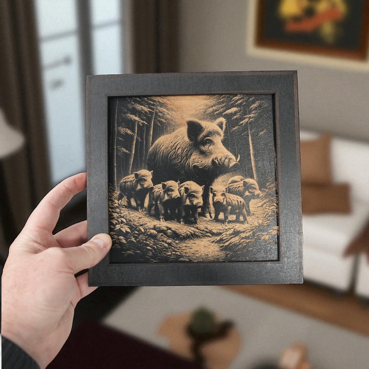 Framed Art - PERSONALIZED - CUSTOM - Wild Boar Family