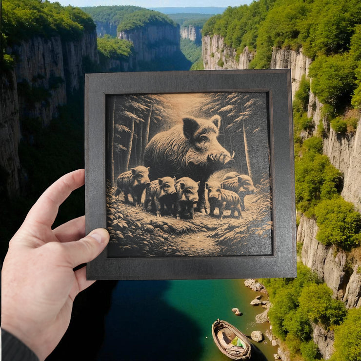 Framed Art - PERSONALIZED - CUSTOM - Wild Boar Family