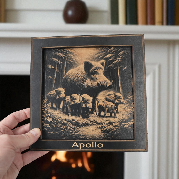 Framed Art - PERSONALIZED - CUSTOM - Wild Boar Family