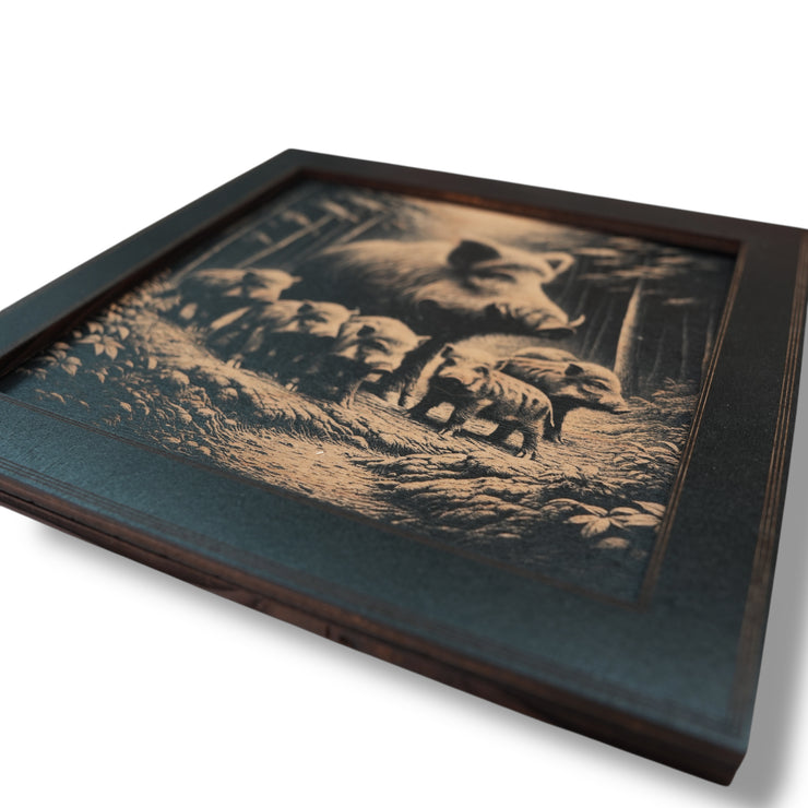 Framed Art - PERSONALIZED - CUSTOM - Wild Boar Family
