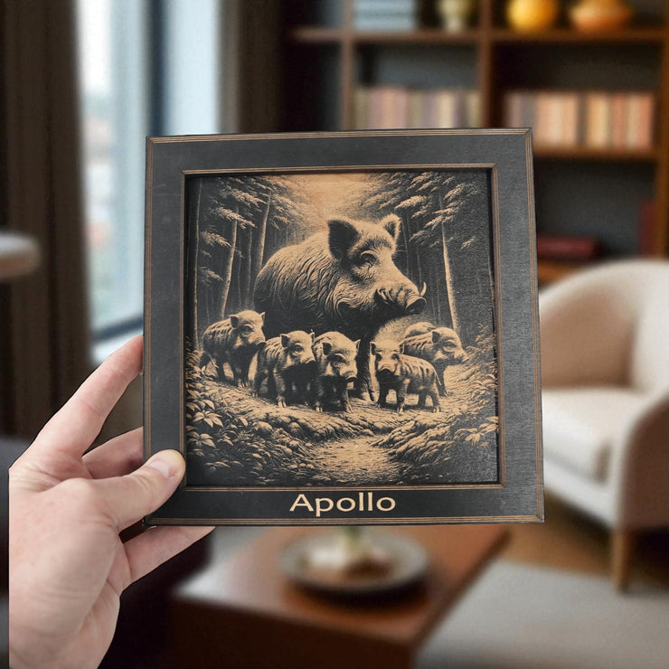 Framed Art - PERSONALIZED - CUSTOM - Wild Boar Family