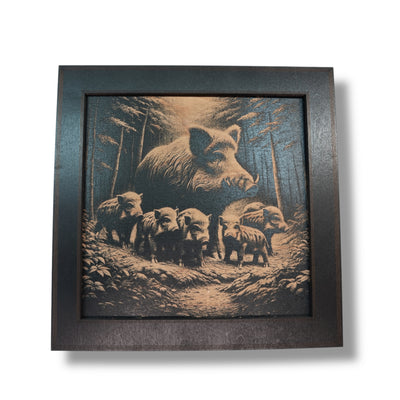Framed Art - PERSONALIZED - CUSTOM - Wild Boar Family