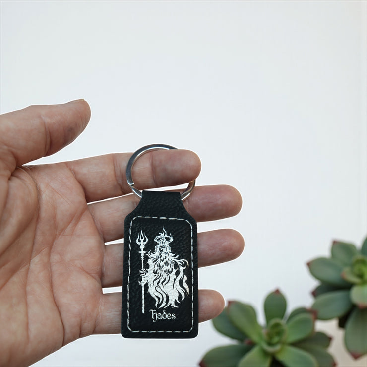 Keychain - Rectangle - Hades God of the Underworld - Leather