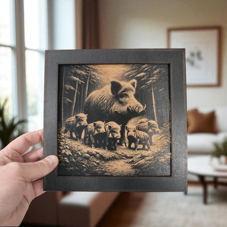 Framed Art - PERSONALIZED - CUSTOM - Wild Boar Family