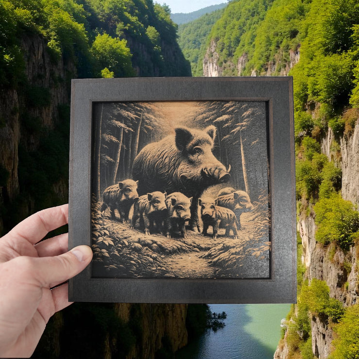 Framed Art - PERSONALIZED - CUSTOM - Wild Boar Family