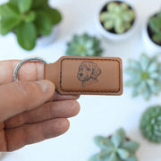 Keychain - Rectangle - Golden Doodle - Leather