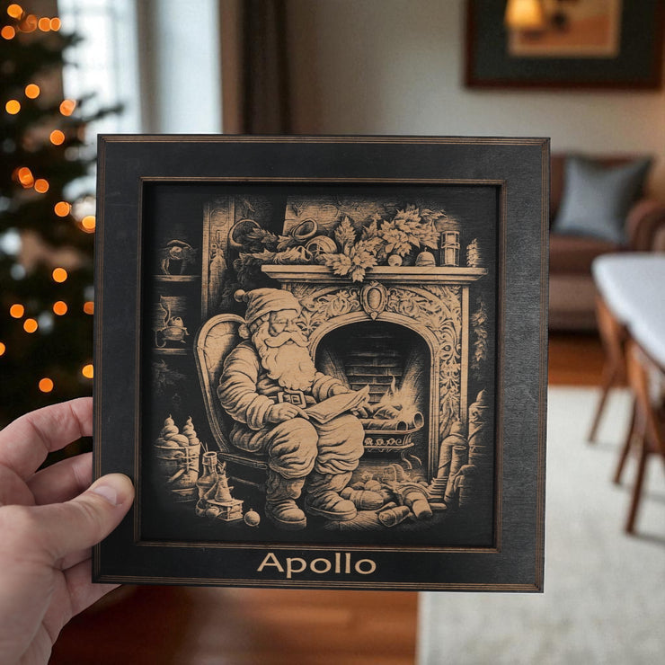 Framed Art - PERSONALIZED - CUSTOM - Santa Fireplace