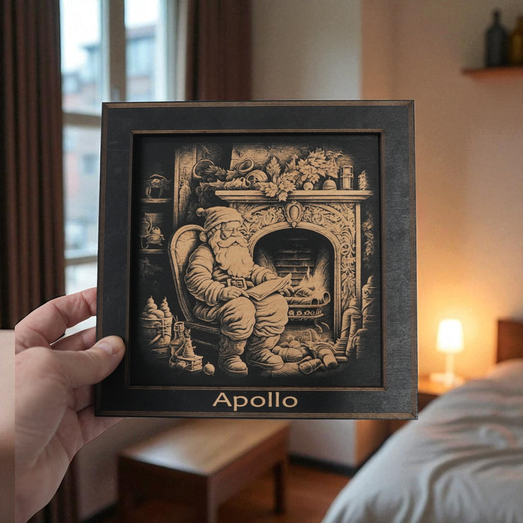 Framed Art - PERSONALIZED - CUSTOM - Santa Fireplace