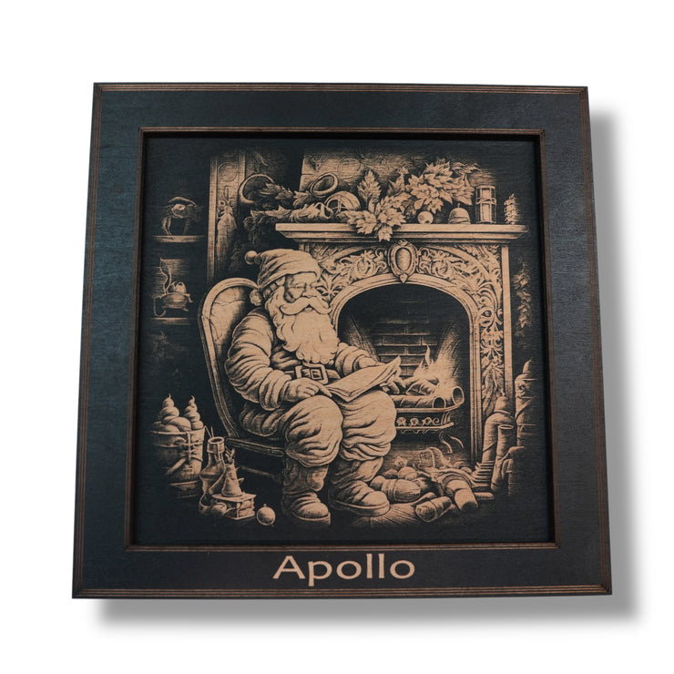 Framed Art - PERSONALIZED - CUSTOM - Santa Fireplace