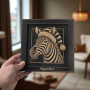 Framed Art - PERSONALIZED - CUSTOM - Zebra with Santa Hat
