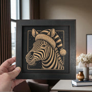 Framed Art - CUSTOM - Zebra with Santa Hat