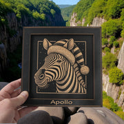 Framed Art - PERSONALIZED - CUSTOM - Zebra with Santa Hat