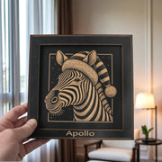 Framed Art - PERSONALIZED - CUSTOM - Zebra with Santa Hat
