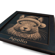 Framed Art - PERSONALIZED - CUSTOM - Squirrel with Santa Hat