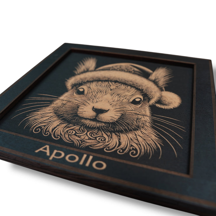 Framed Art - PERSONALIZED - CUSTOM - Squirrel with Santa Hat