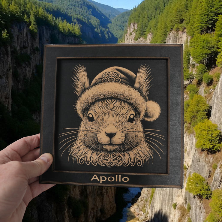 Framed Art - PERSONALIZED - CUSTOM - Squirrel with Santa Hat