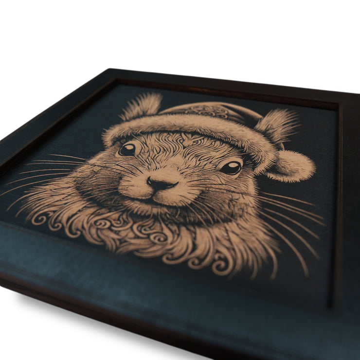 Framed Art - CUSTOM - Squirrel with Santa Hat