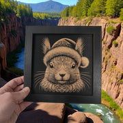 Framed Art - CUSTOM - Squirrel with Santa Hat