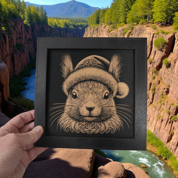 Framed Art - CUSTOM - Squirrel with Santa Hat